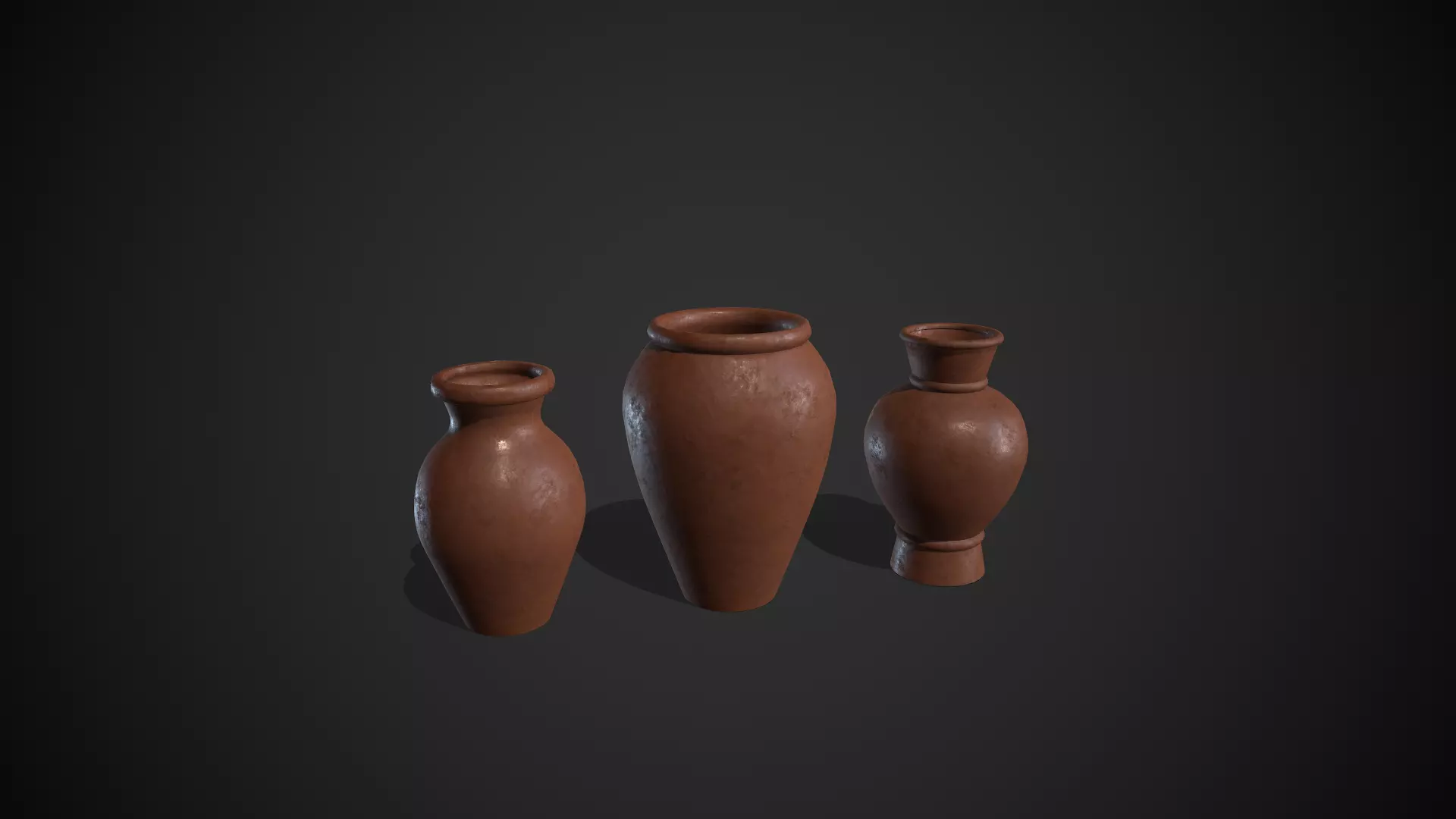 Clay Pots Vase Low-poly 3D model_0