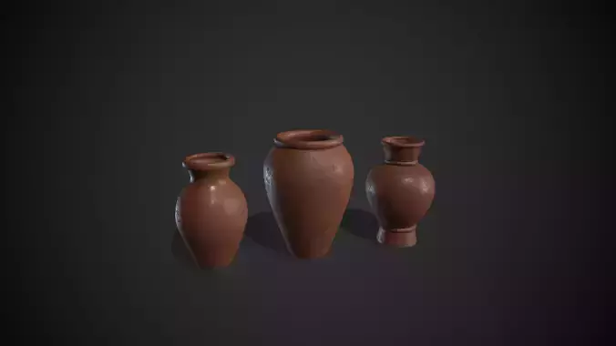 Clay Pots Vase Low-poly 3D model
