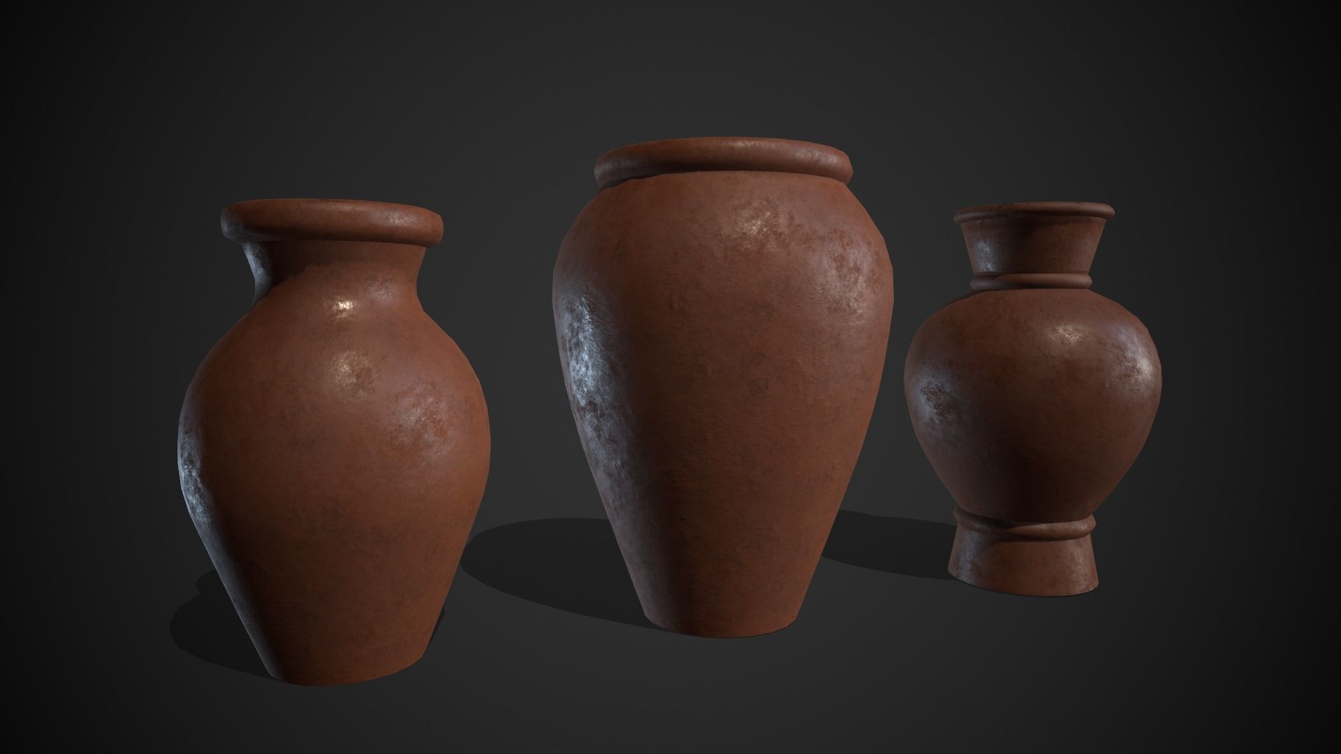 Clay Pots Vase Low-poly 3D model_2