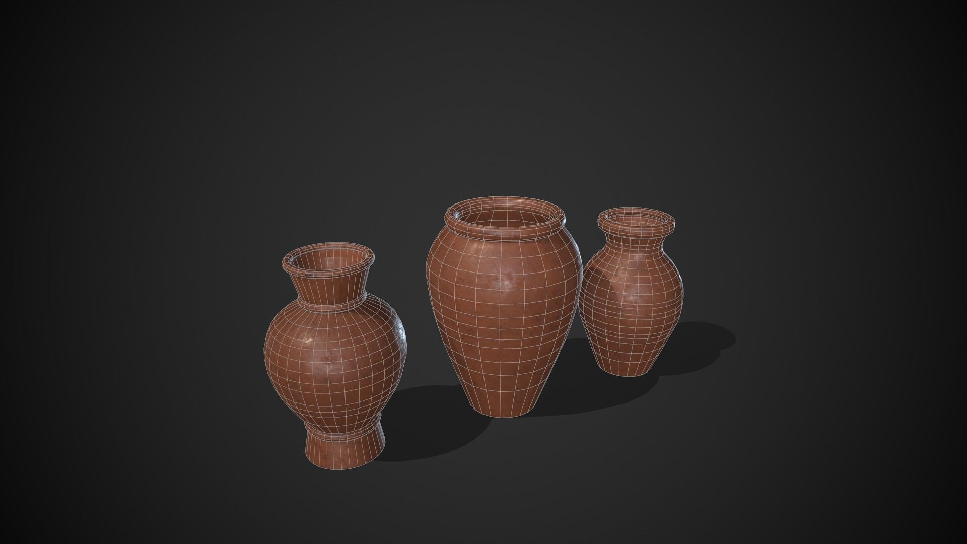 Clay Pots Vase Low-poly 3D model_8