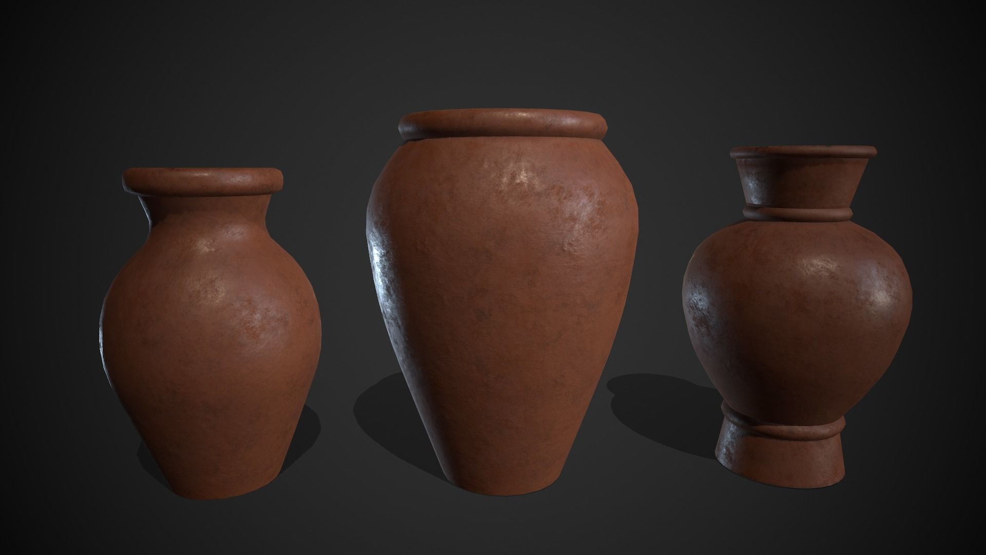 Clay Pots Vase Low-poly 3D model_5