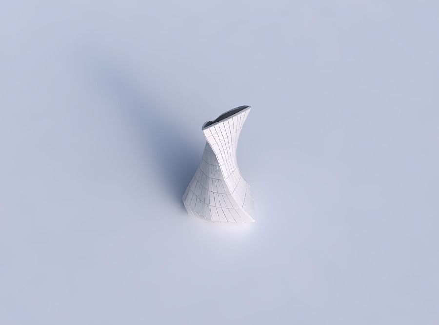 Vase twist puffy tappered triangle with grid plates 3D print model_1