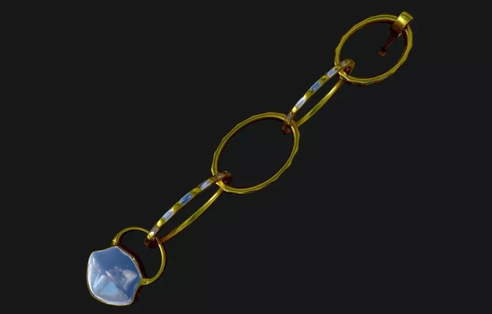 Blue rock brooch  Low-poly 3D model_0