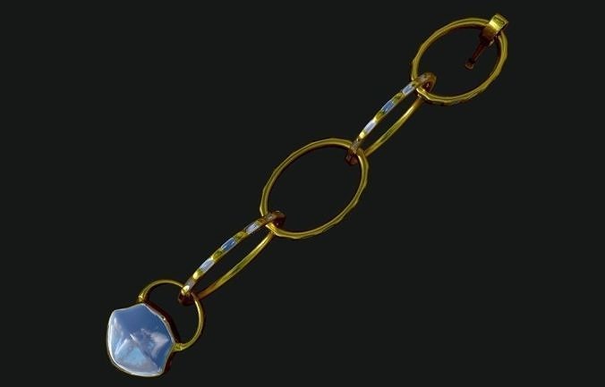 Blue rock brooch  Low-poly 3D model