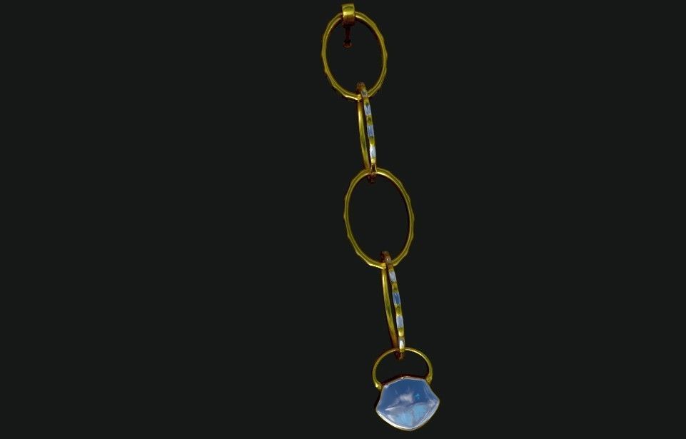 Blue rock brooch  Low-poly 3D model_1