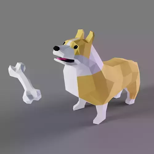 Low Poly Corgi Low-poly 3D model