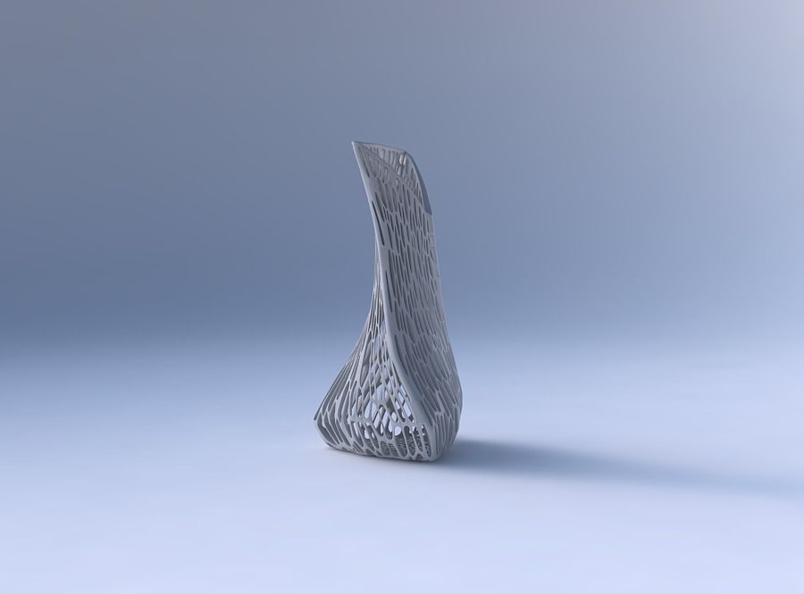Vase twist puffy tappered triangle with organic lattice and t... 3D print model_4