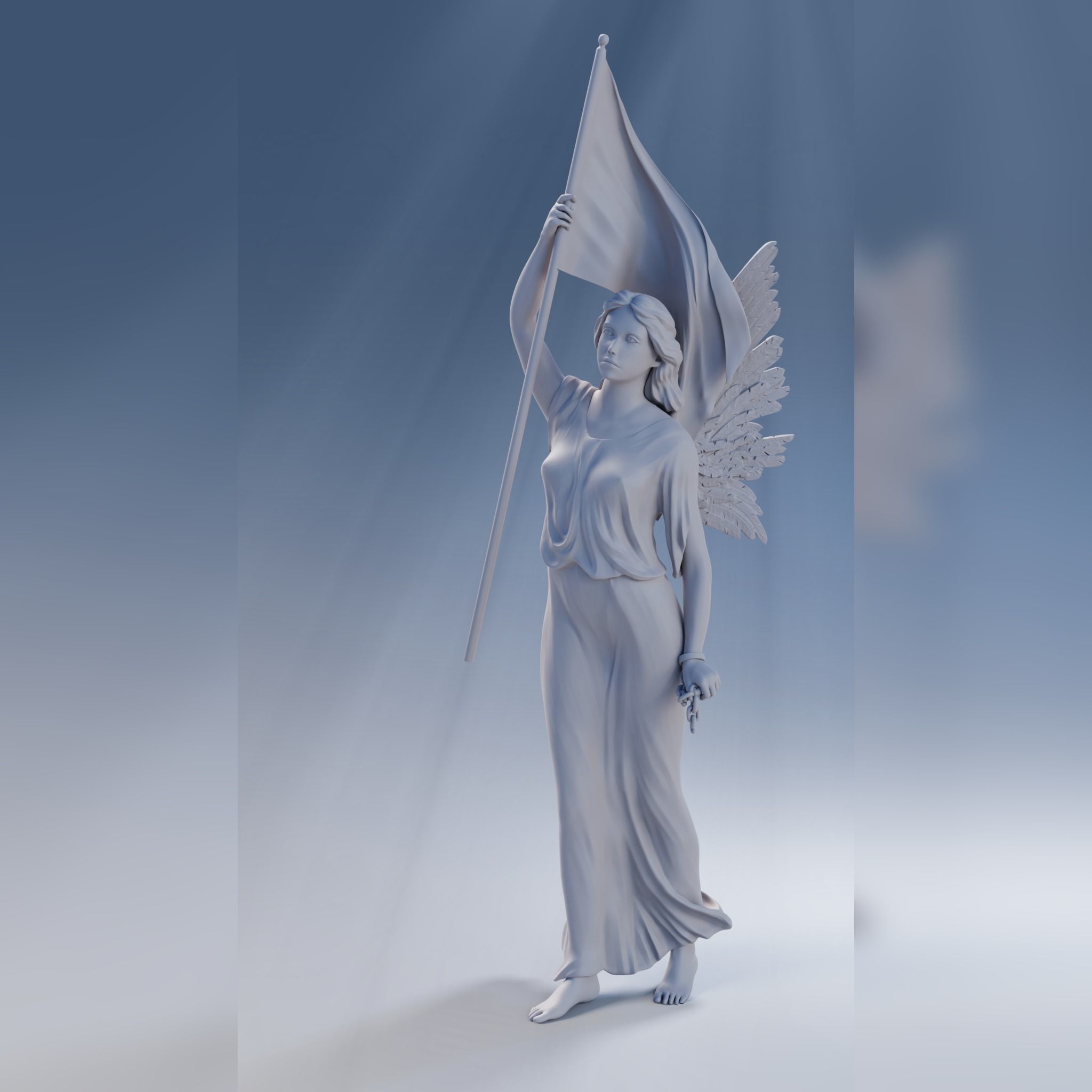 Liberty Angel Statuette 3D print model_2