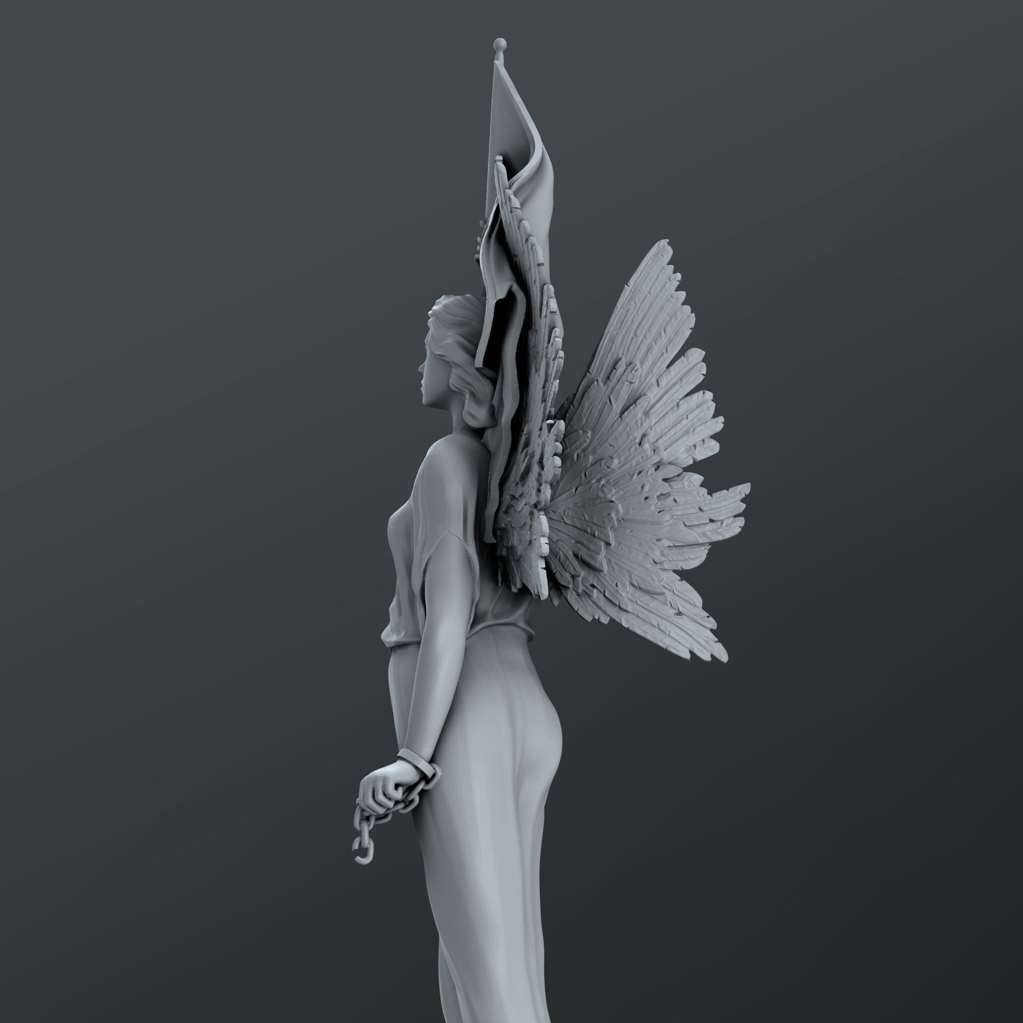 Liberty Angel Statuette 3D print model_3