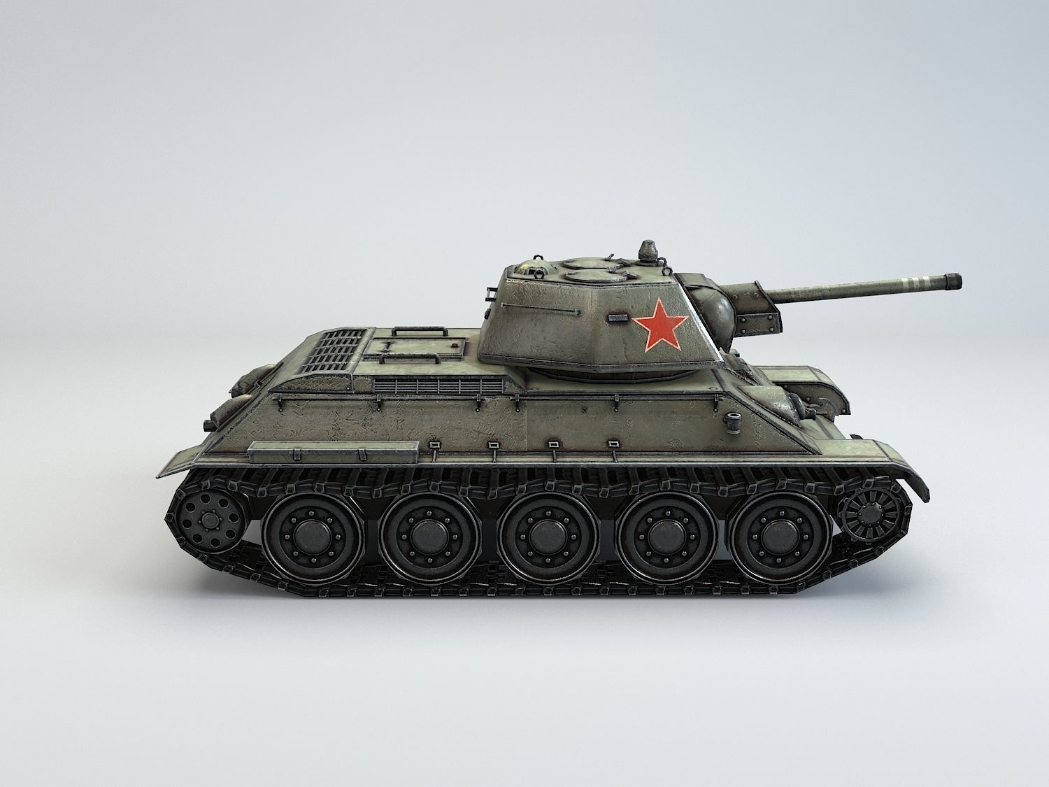Low Poly T-34-76 1943 early medium tank Low-poly 3D model_8