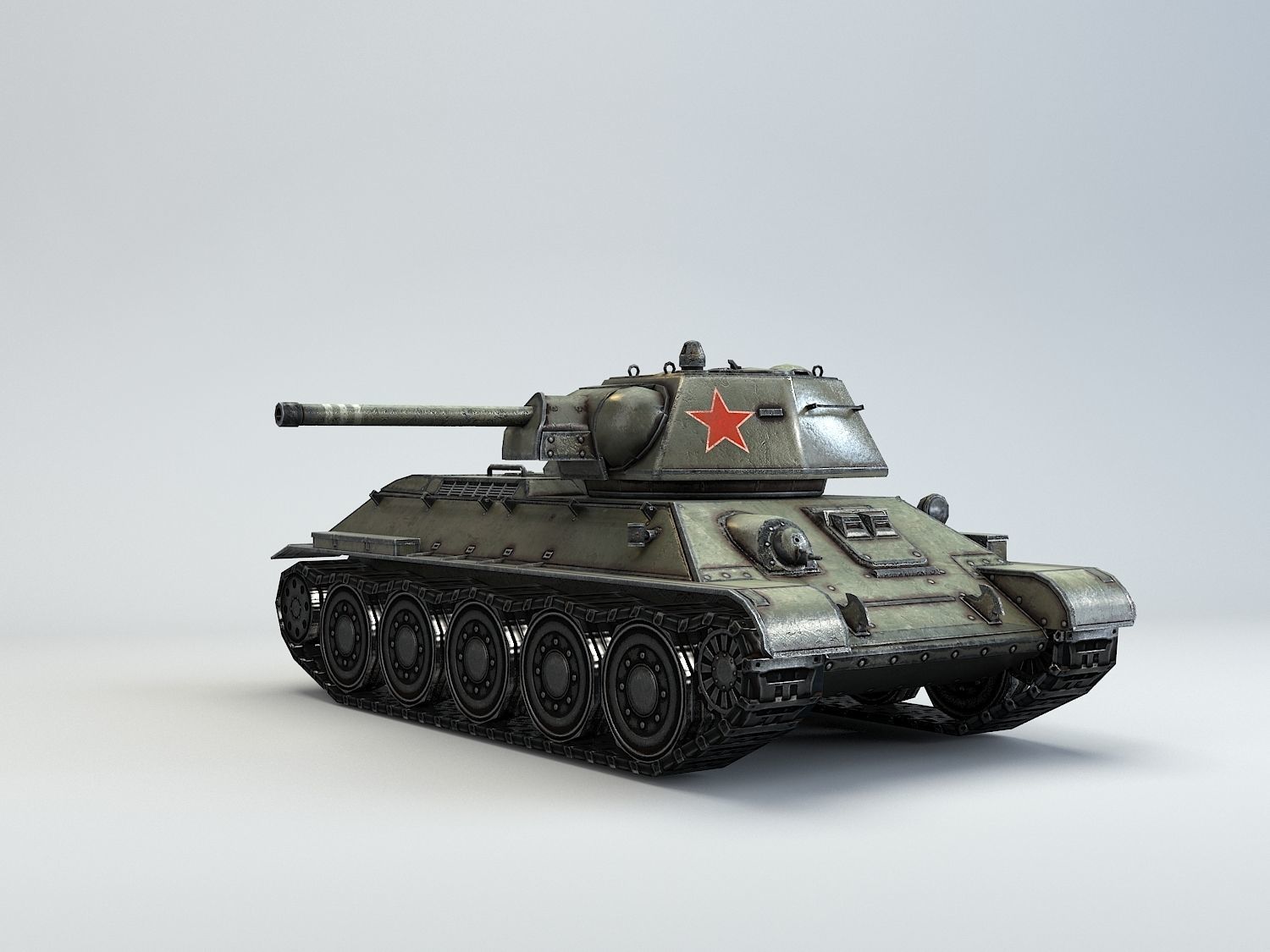 Low Poly T-34-76 1943 early medium tank Low-poly 3D model_10