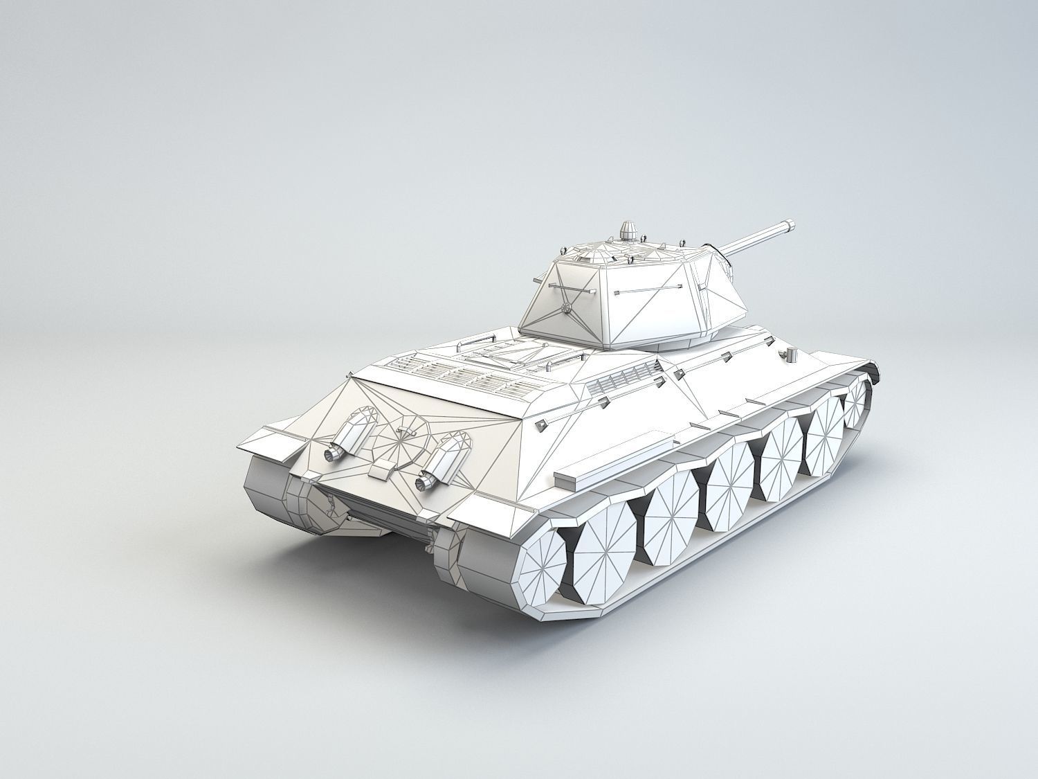 Low Poly T-34-76 1943 early medium tank Low-poly 3D model_7