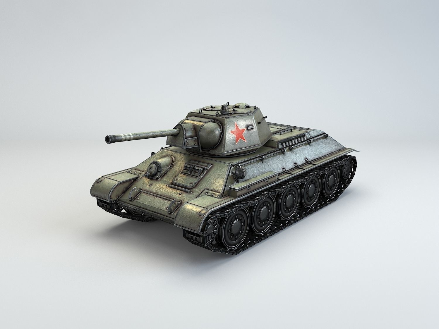 Low Poly T-34-76 1943 early medium tank Low-poly 3D model_2