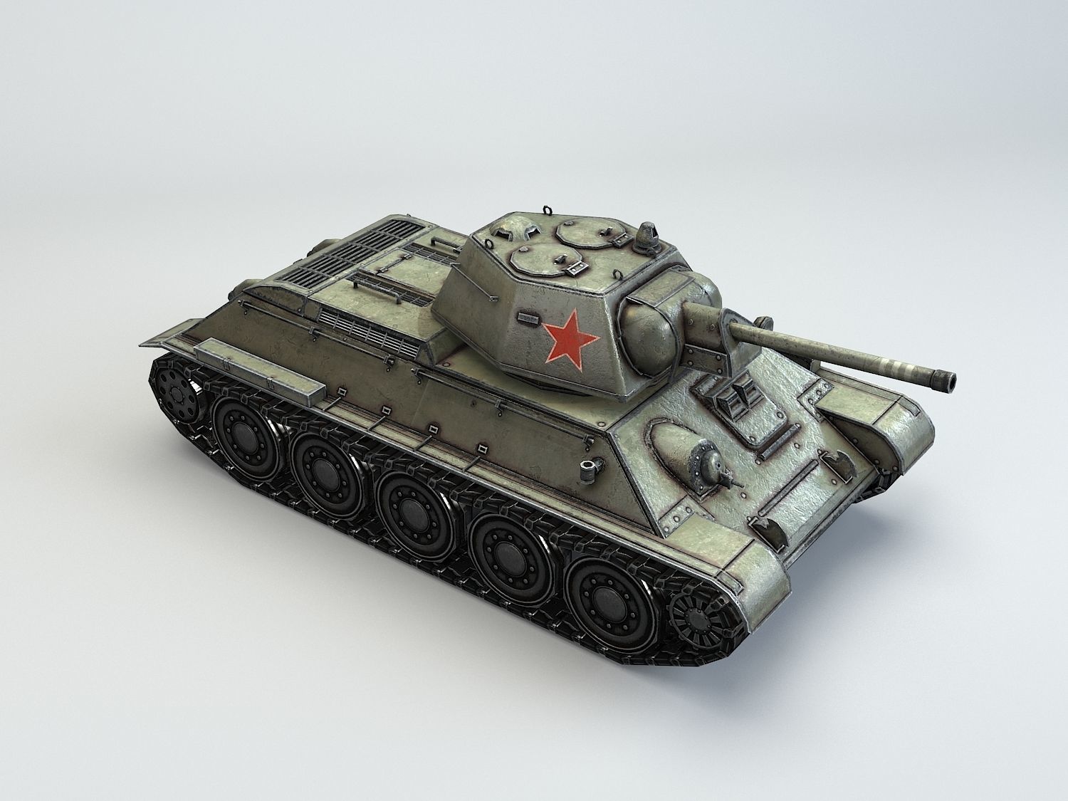 Low Poly T-34-76 1943 early medium tank Low-poly 3D model_1