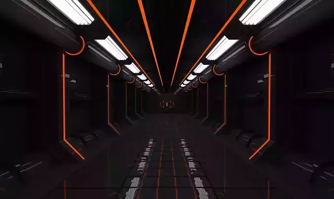 SCI FI INTERIOR SCENE SPACE SHIP CORRIDOR
