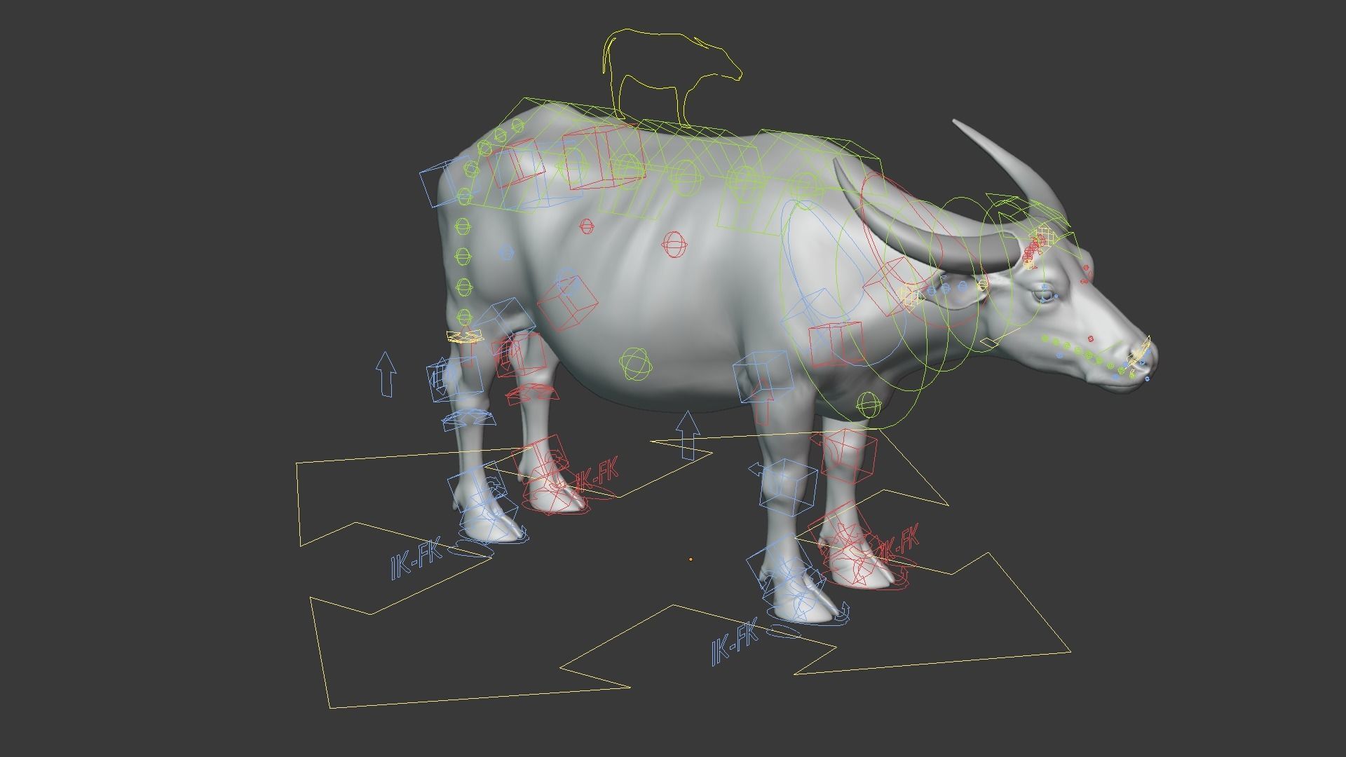 Asian buffalo - Water buffalo Animated 3D model_21