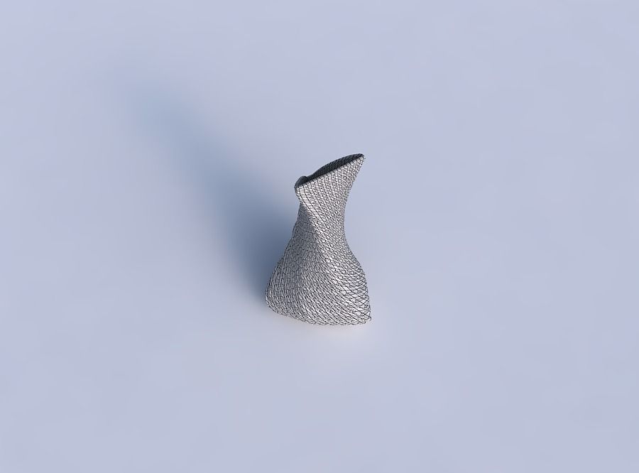 Vase twist puffy tappered triangle with twisted diagonal grid... 3D print model_6