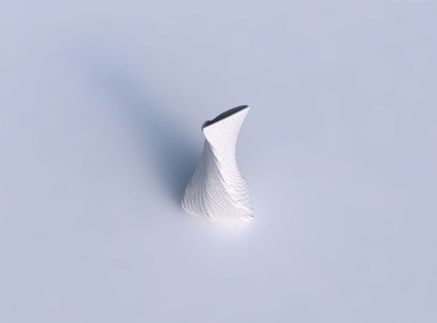 Vase twist puffy tappered triangle with twisted diagonal grid... 3D print model_1