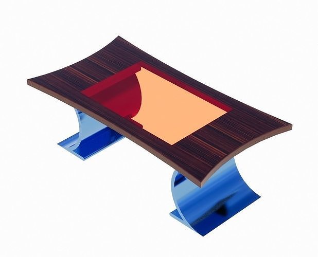 Coffee Table with Curved Leg 3D model
