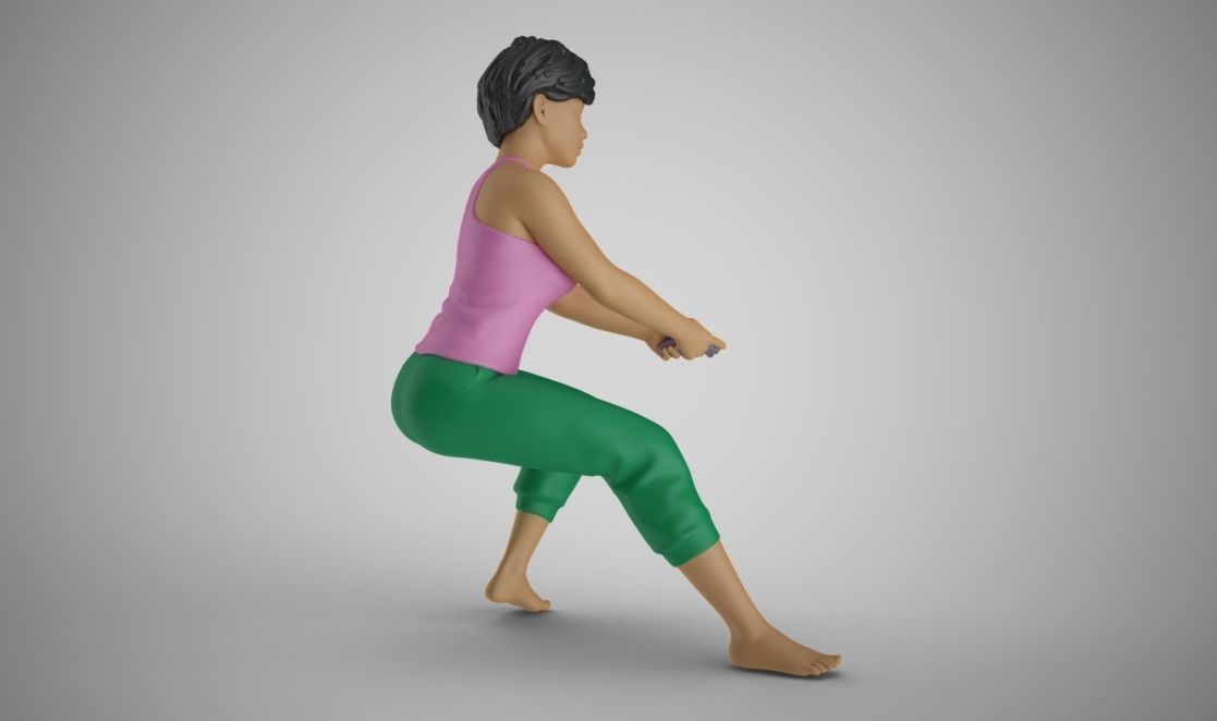 Young Woman Playing Video Games 3D print model_7