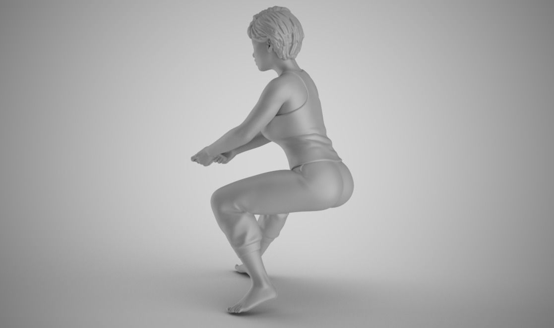 Young Woman Playing Video Games 3D print model_2
