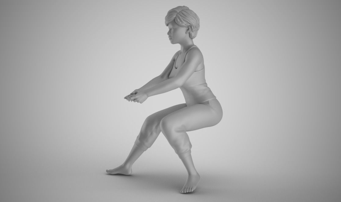 Young Woman Playing Video Games 3D print model_1