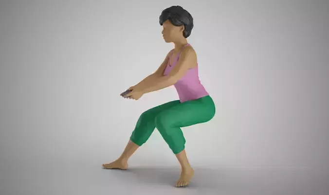 Young Woman Playing Video Games 3D print model