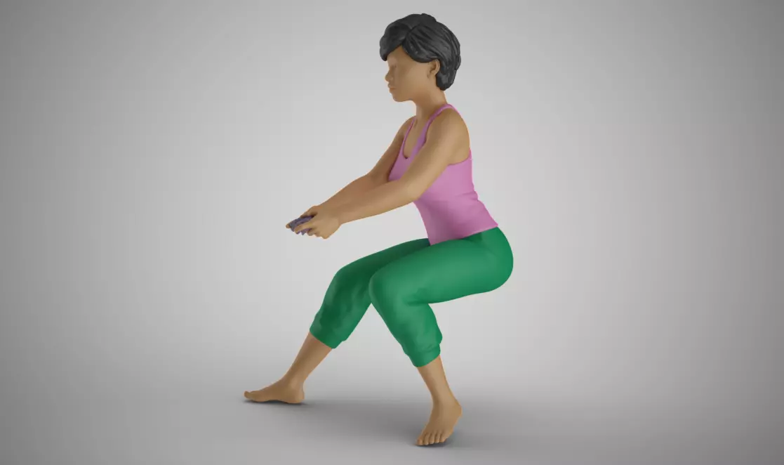 Young Woman Playing Video Games 3D print model_0