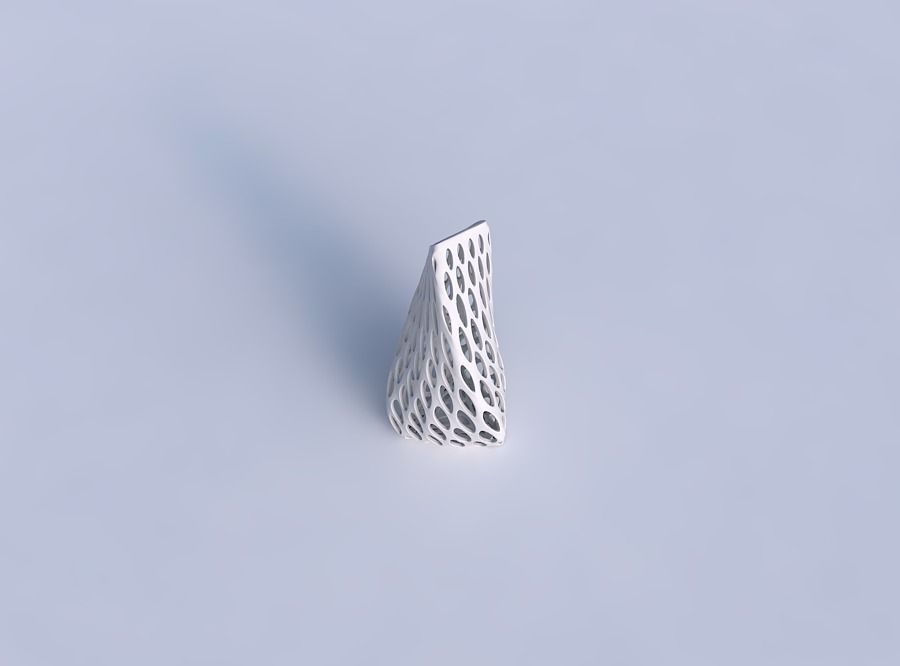 Vase twist puffy tipped triangle with bubble grid lattice 3D print model_1