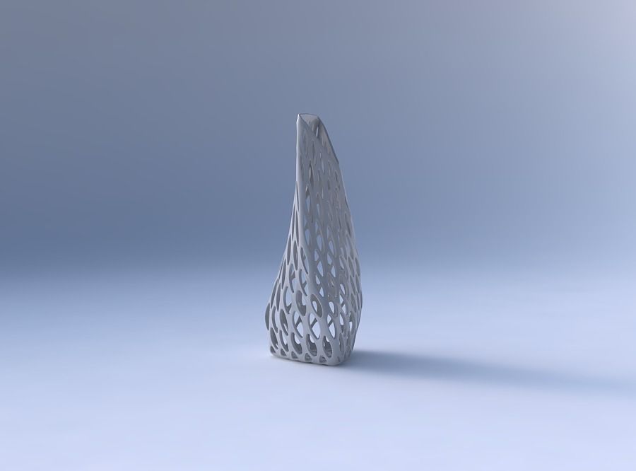 Vase twist puffy tipped triangle with bubble grid lattice 3D print model_4