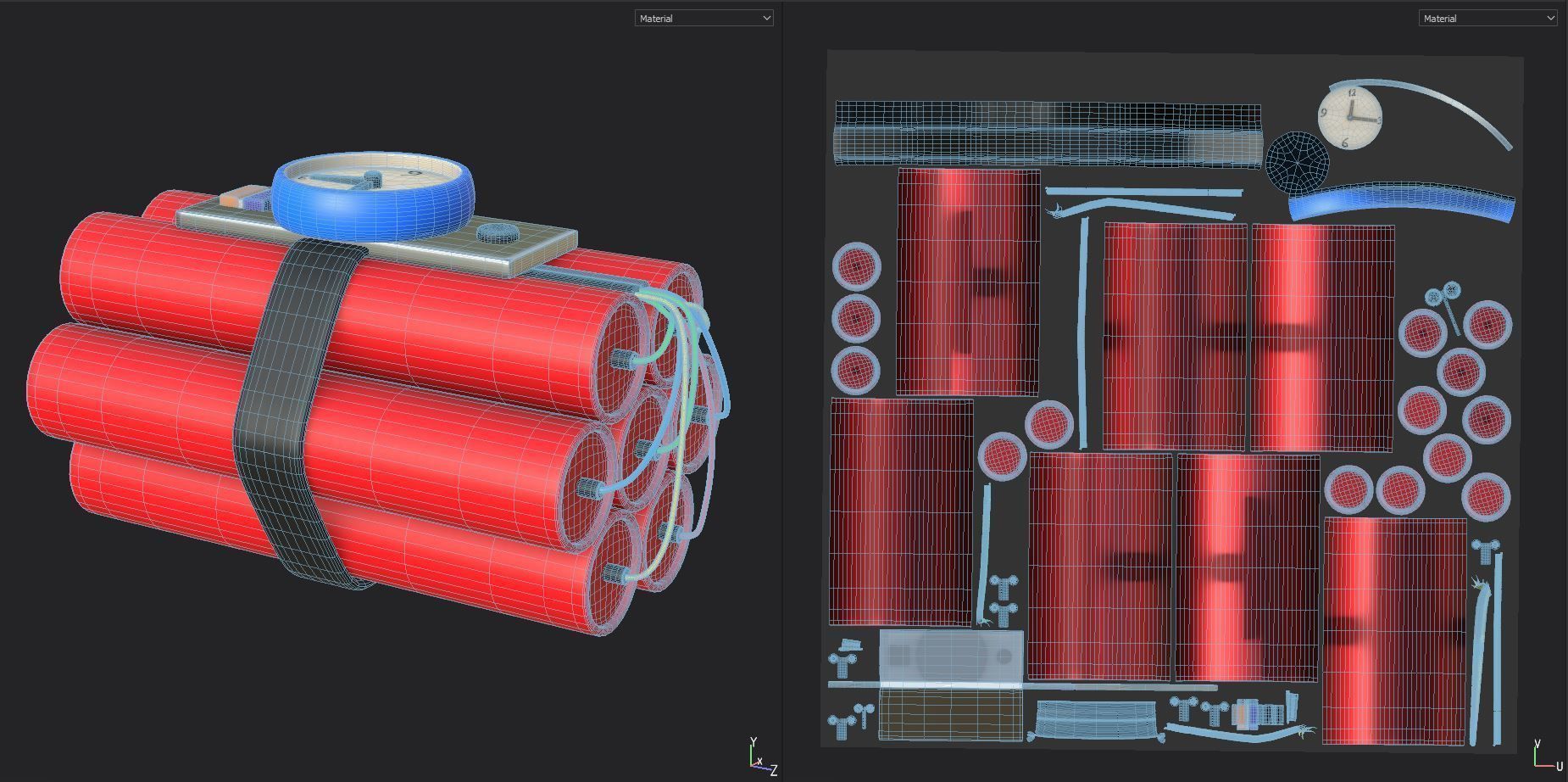 Dynamite grenade with wires Low-poly 3D model_2