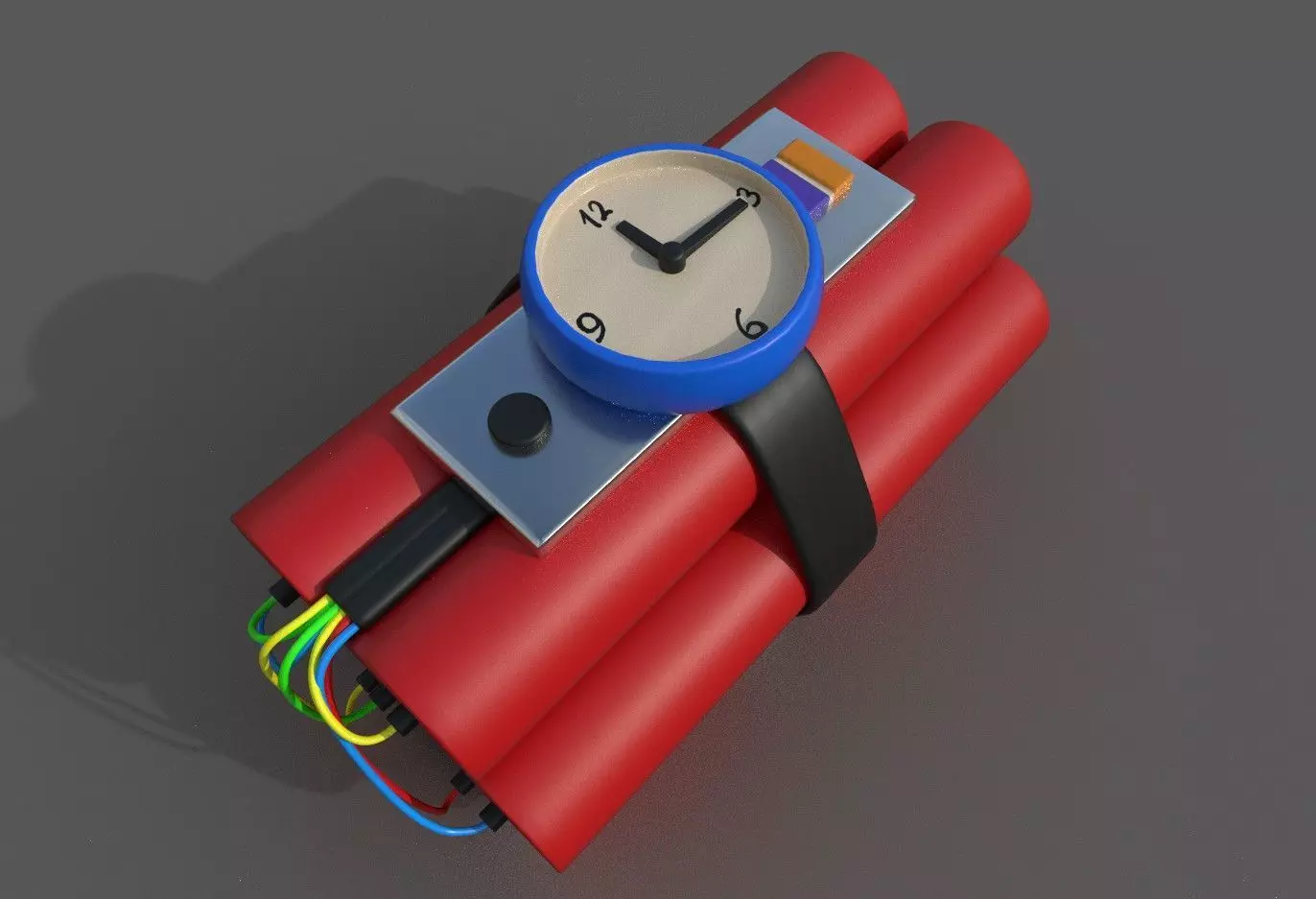 Dynamite grenade with wires Low-poly 3D model_0