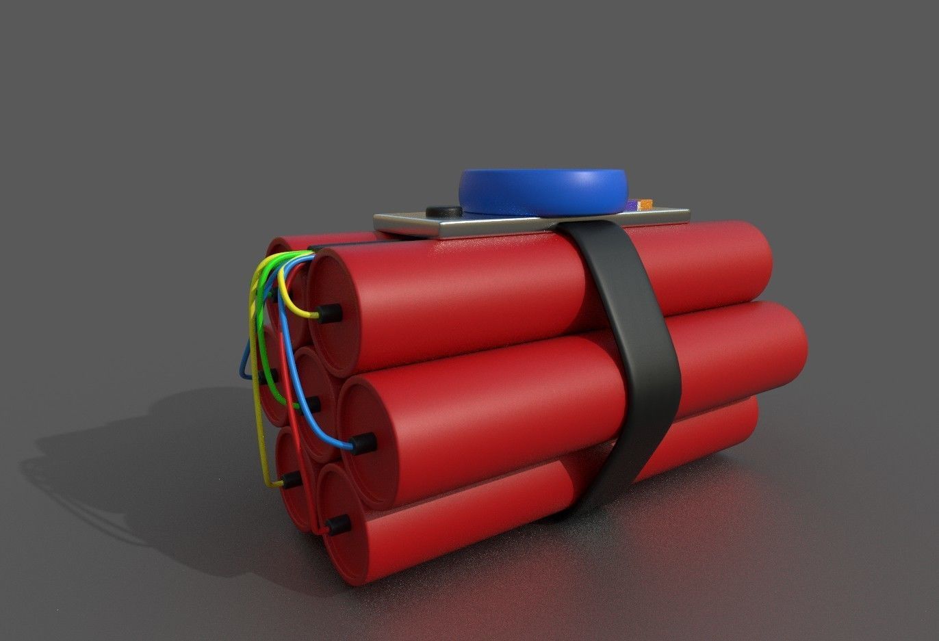 Dynamite grenade with wires Low-poly 3D model_1
