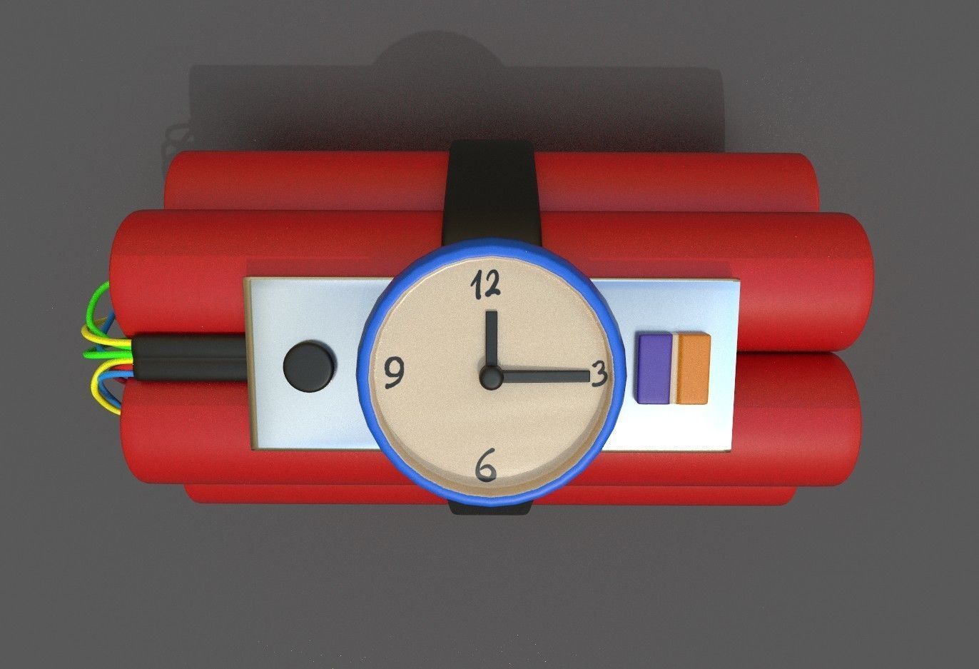 Dynamite grenade with wires Low-poly 3D model_3