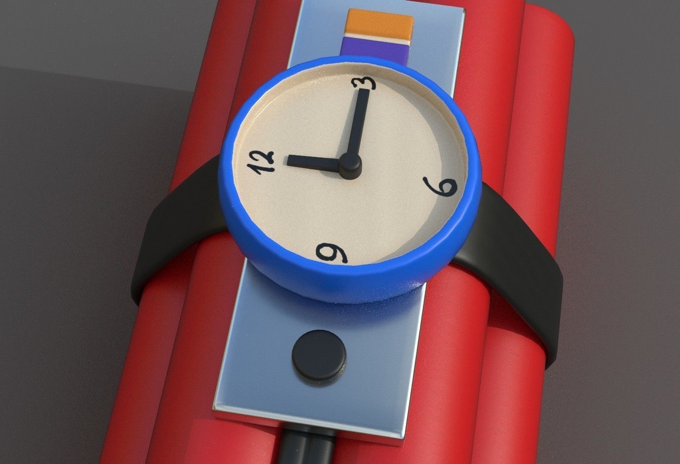 Dynamite grenade with wires Low-poly 3D model_6