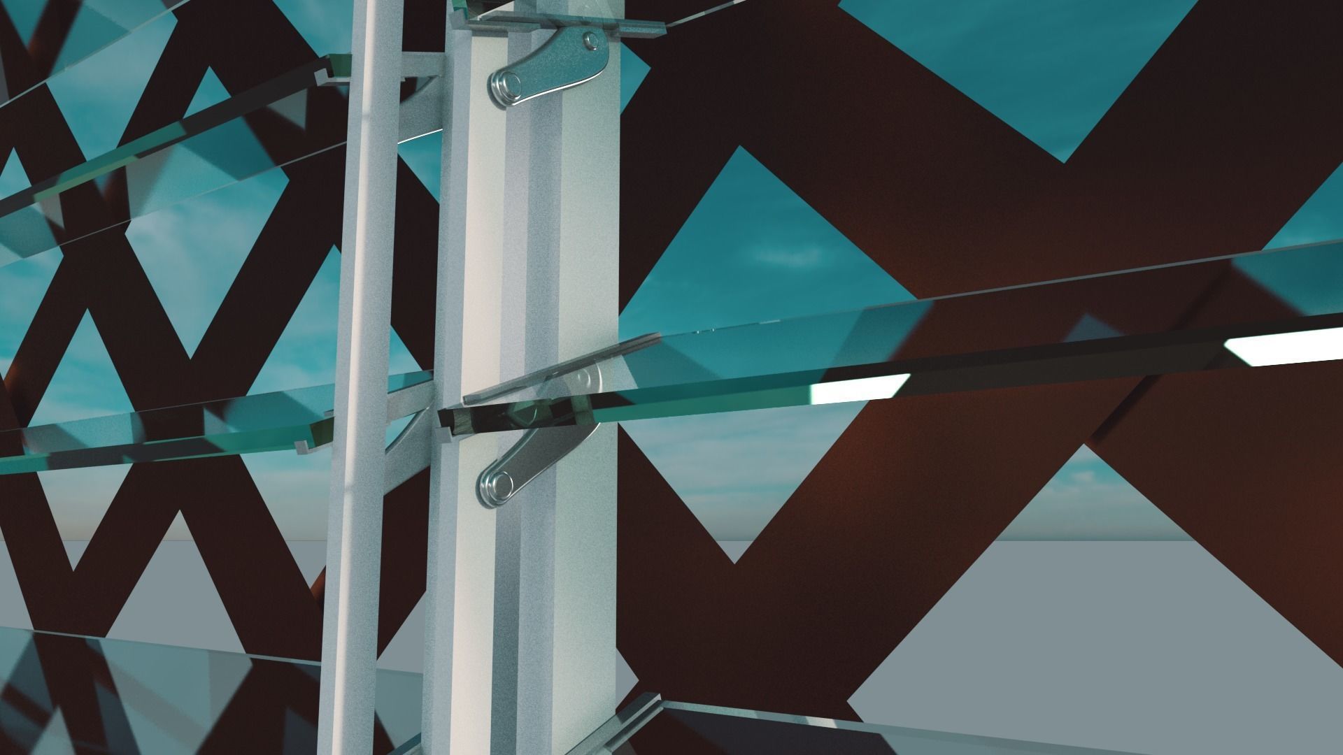 Window glass fence with lattice pattern 3D model_1