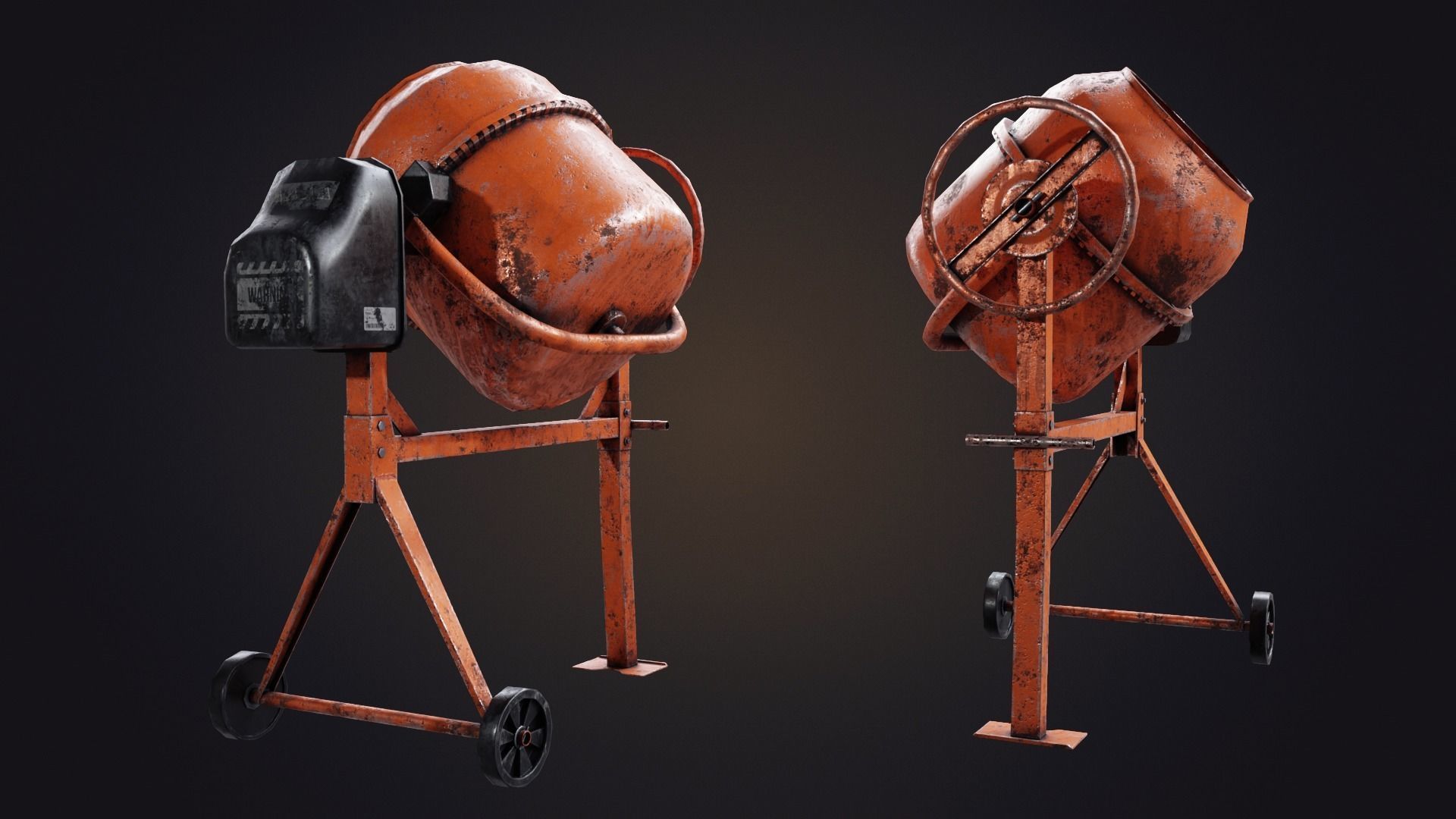 Old Concrete Mixer Low-poly 3D model_4