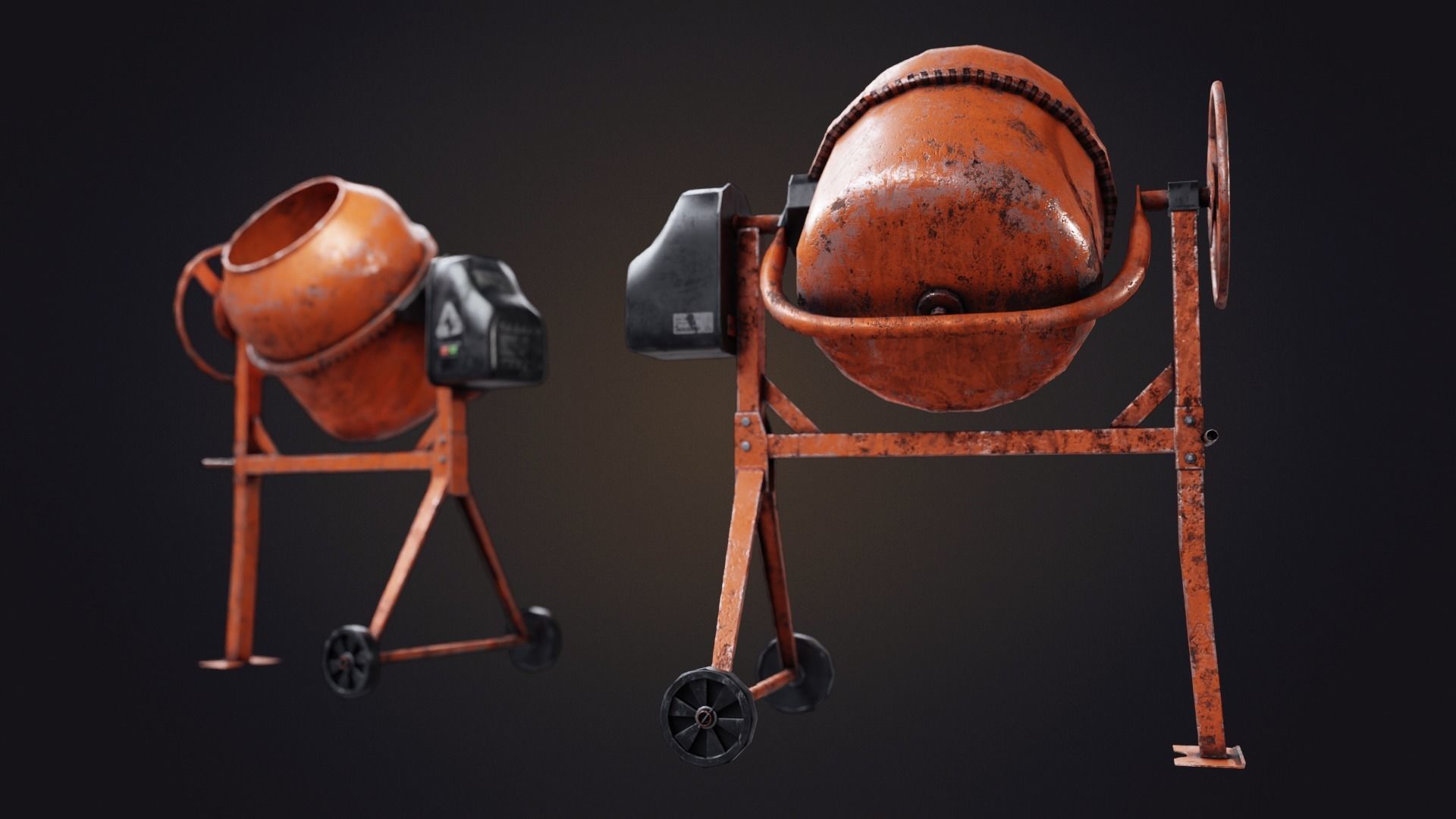 Old Concrete Mixer Low-poly 3D model_5