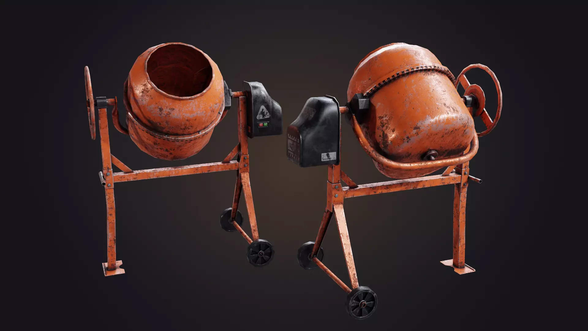 Old Concrete Mixer Low-poly 3D model_0