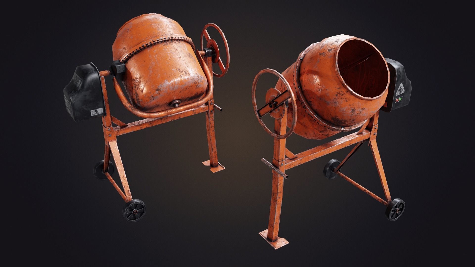 Old Concrete Mixer Low-poly 3D model_2