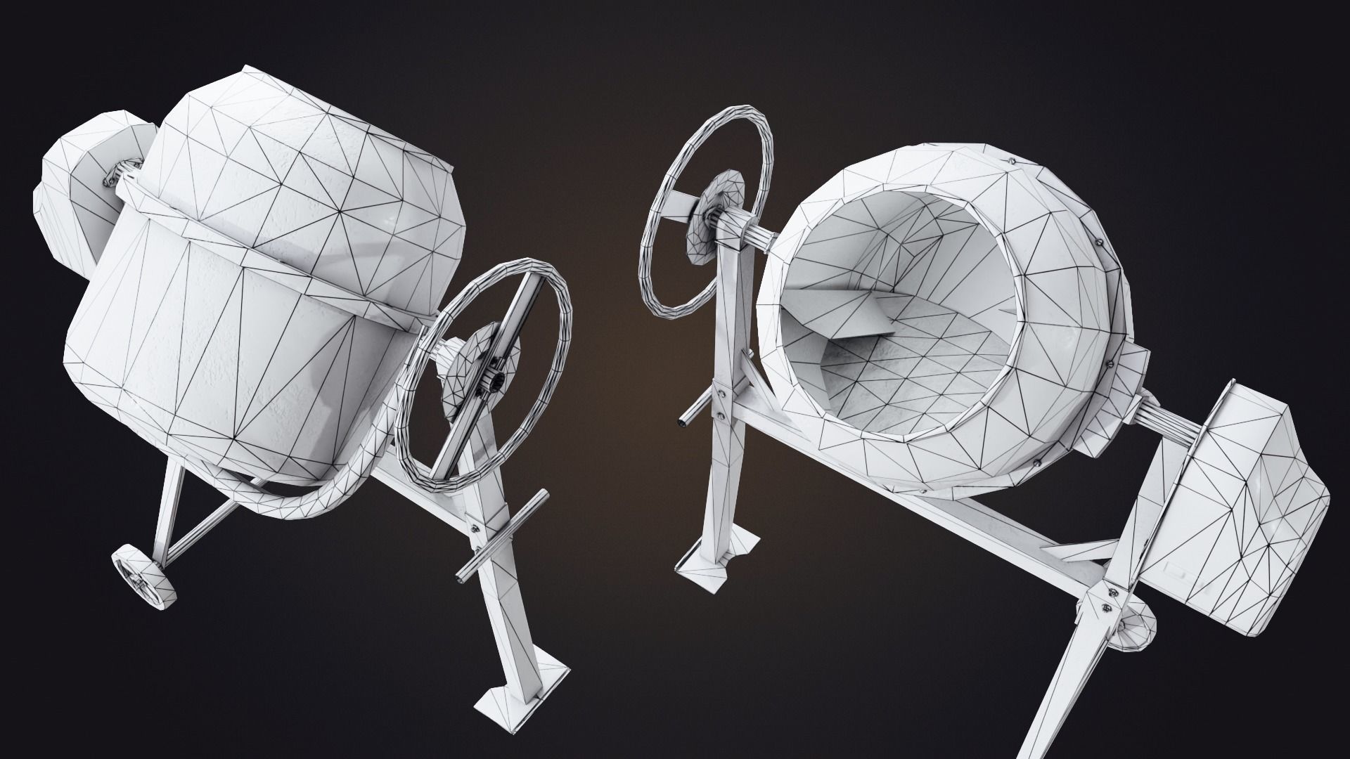 Old Concrete Mixer Low-poly 3D model_14