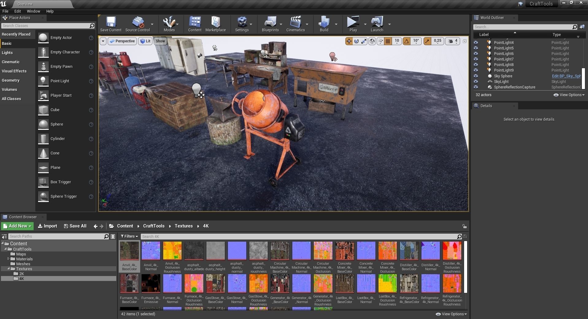 Old Concrete Mixer Low-poly 3D model_8