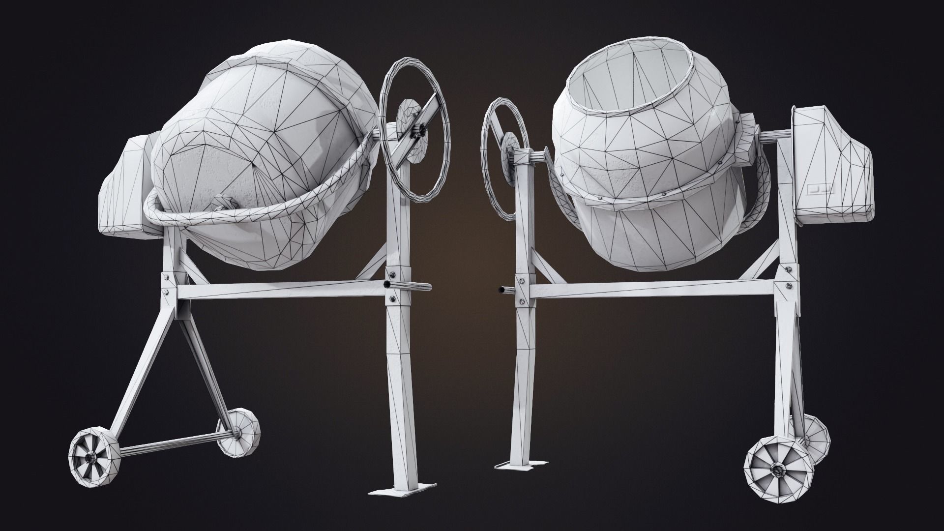 Old Concrete Mixer Low-poly 3D model_13