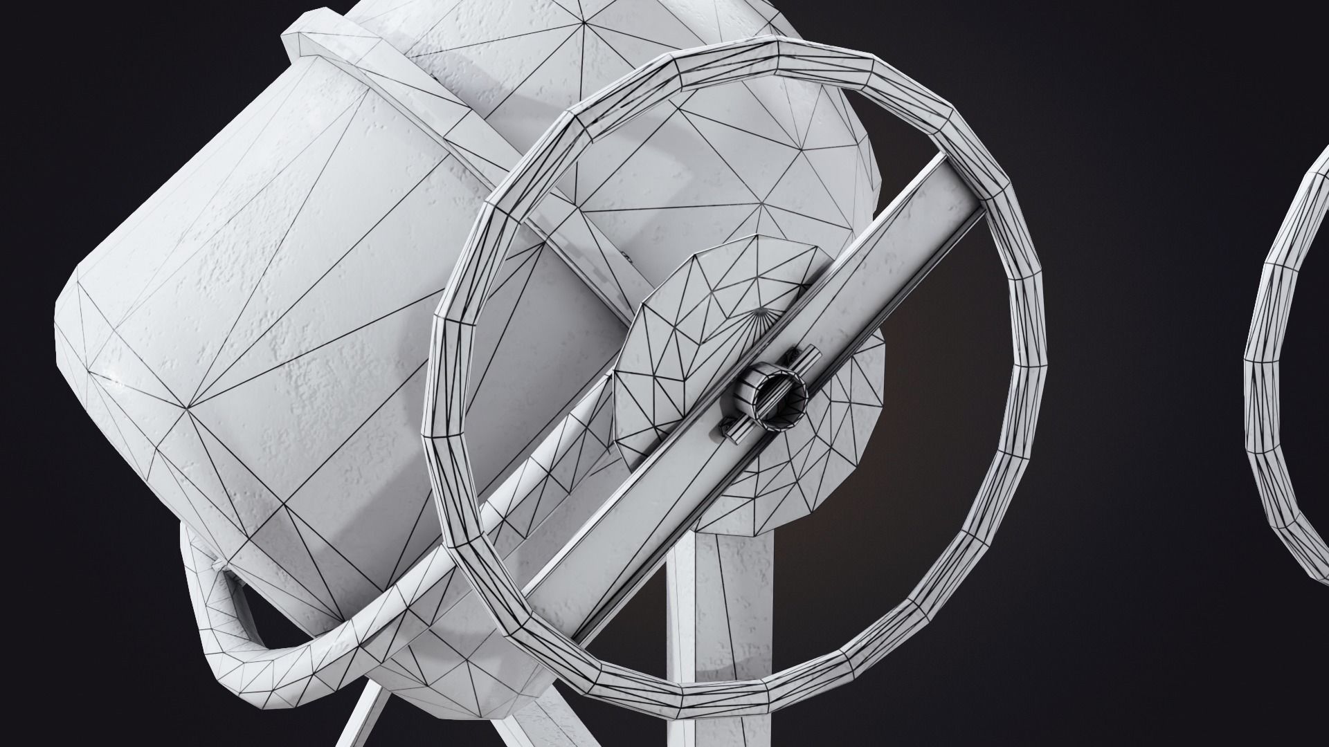Old Concrete Mixer Low-poly 3D model_15