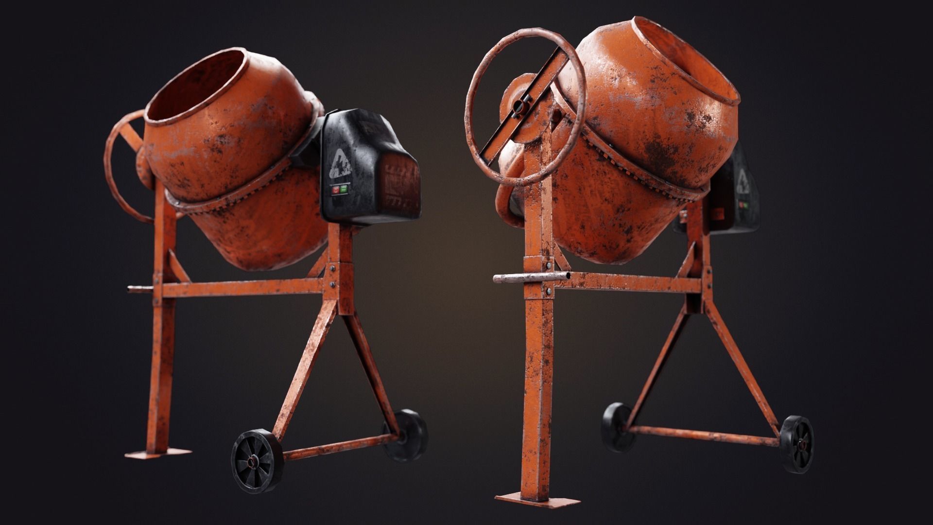 Old Concrete Mixer Low-poly 3D model_6