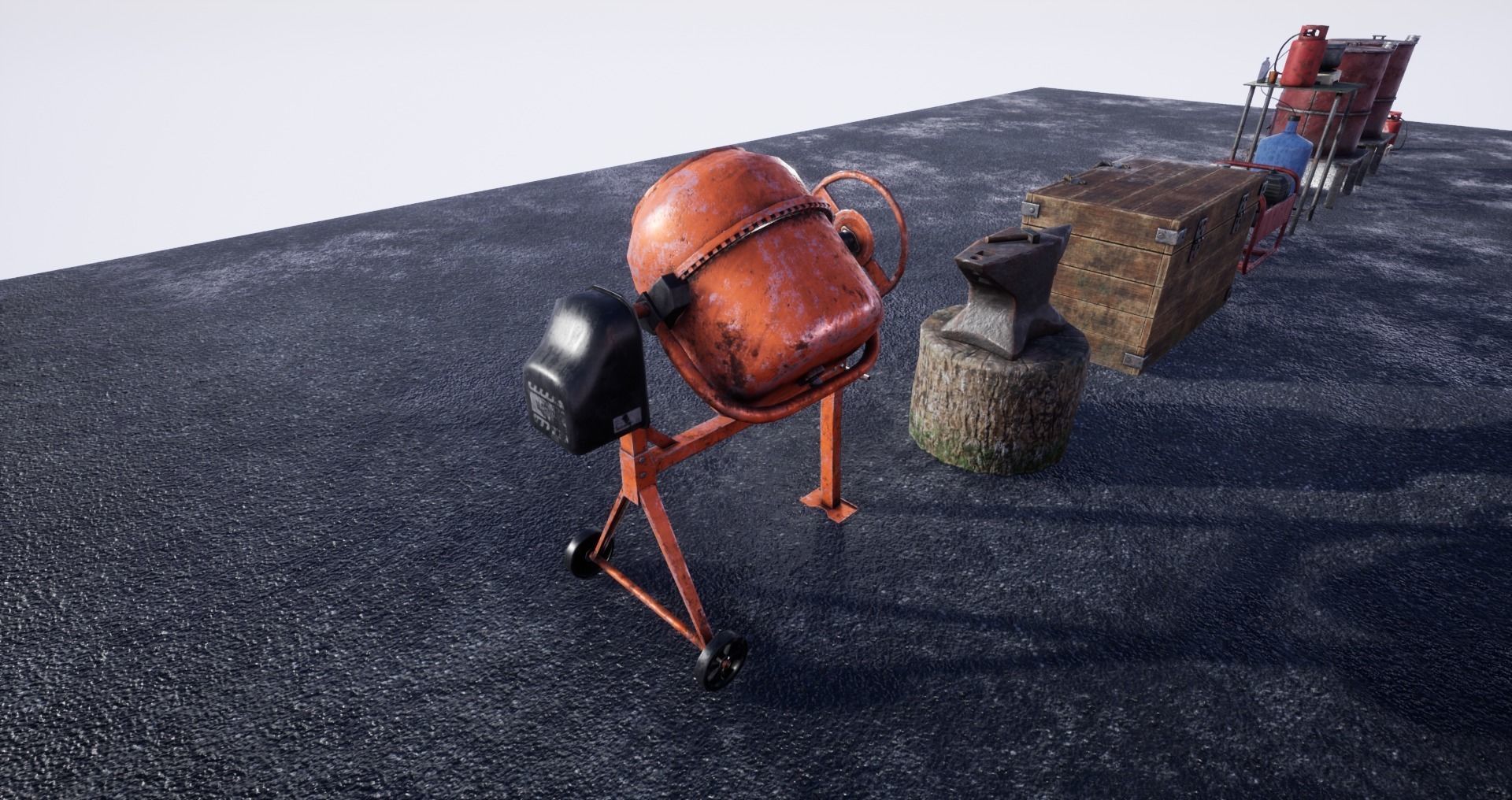 Old Concrete Mixer Low-poly 3D model_11