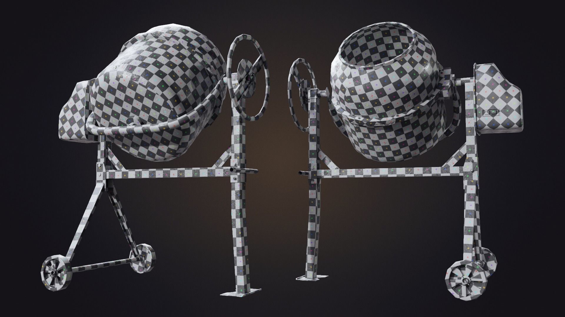 Old Concrete Mixer Low-poly 3D model_16