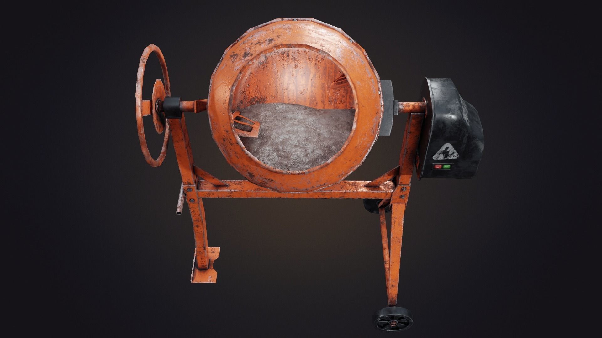 Old Concrete Mixer Low-poly 3D model_3