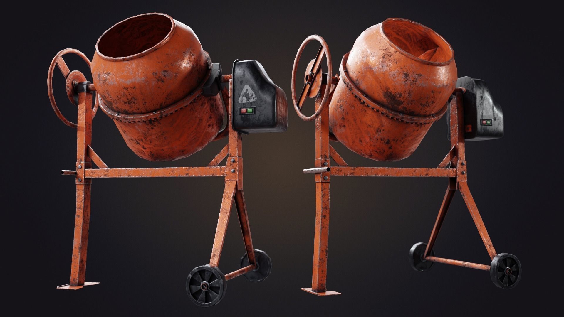 Old Concrete Mixer Low-poly 3D model_7