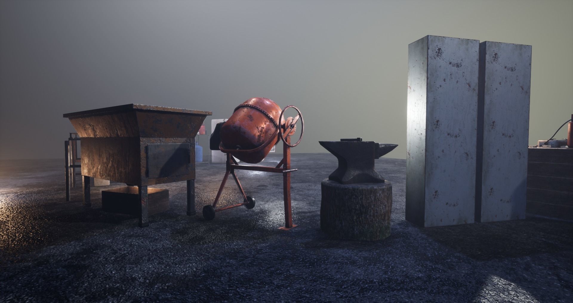 Old Concrete Mixer Low-poly 3D model_12